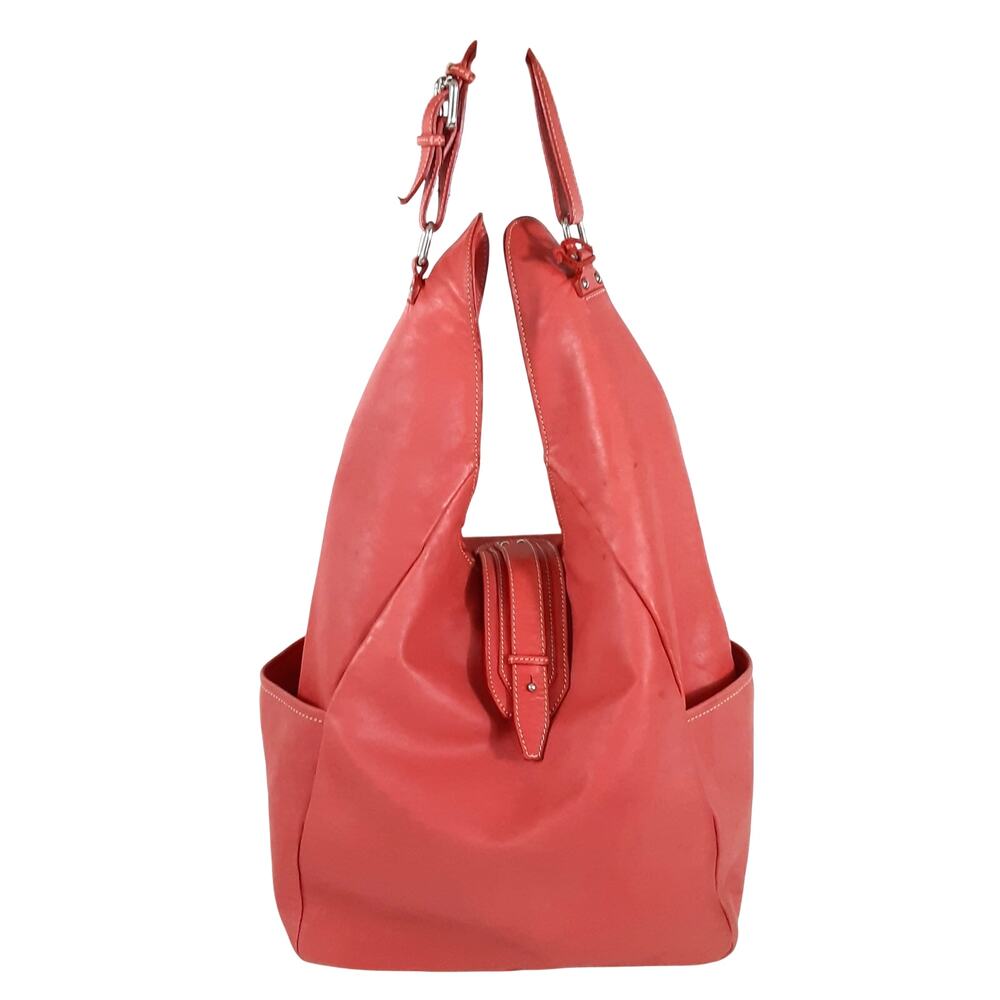 Nardelli Italy Leather Hobo Shoulder Bag Coral Pink Oversized Bohemian